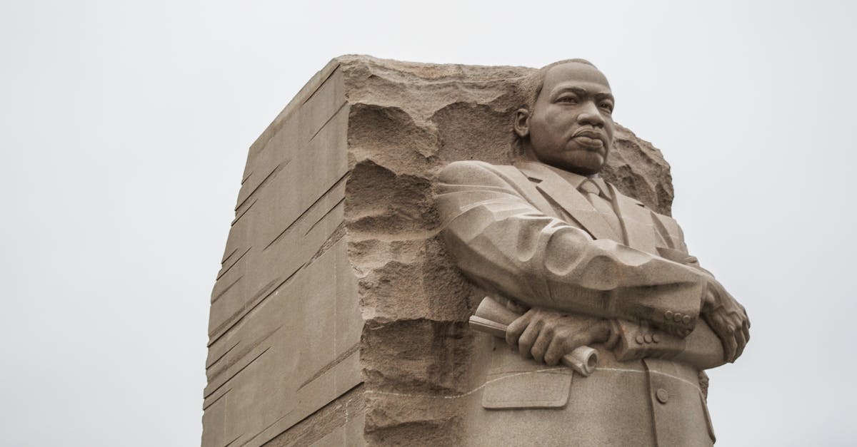 Majestic stone monument of Martin Luther King Jr. in Washington DC, symbolizing civil rights.